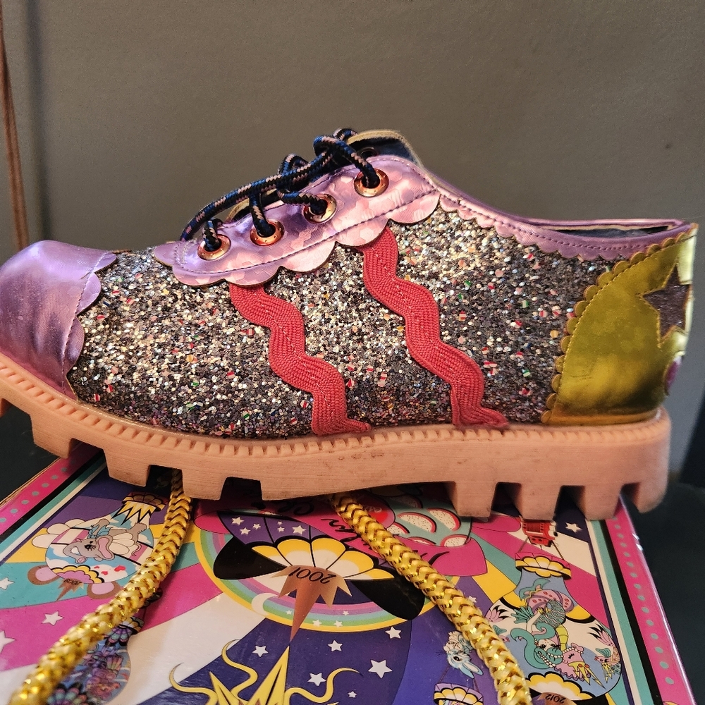 Sparkly chaos Carol oxfords in box